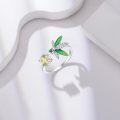 wholesale 925 Sterling Silver Sapphire Emerald Green Dragonfly Butterfly Adjustable Ring-0-4