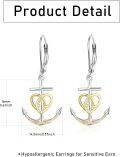 wholesale 925 Sterling Silver Palpitate Anchor Earrings with Heart Dangle for Women Mother's Day s-0-1