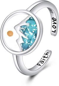 wholesale S925 Sterling Silver White Gold Plated Abalone Shell Round Faith Love Jewelry Ring & Hook Earrings, Christian Gift for Her-Turquoise