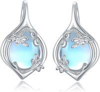 wholesale 925 Sterling Silver Blue Moonstone Butterfly Drop Earrings-3-Dragonfly