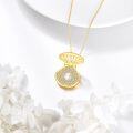 wholesale 925 Sterling Silver Shell Pearl Pendant Necklace with Cubic Zirconia and Chain - Elegant Ocean Inspired Jewelry for Women-0-1