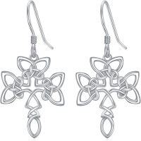 wholesale 925 Sterling Silver Celtic Knot Dangle Drop Earrings for Women Irish Jewelry Christmas Gift Ideas-09-Celtic Cross Dangle