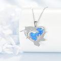 wholesale 925 Sterling Silver Blue Opal Heart-Shaped Dolphin Pendant Necklace-0-2