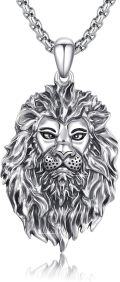 wholesale 925 Sterling Silver Lion Head Pendant Necklaces for Men & Women - Hip Hop Animal Charms Gifts-0-0