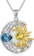 wholesale Sterling Silver Celtic Moon Sun Star Necklace for Women Girls-0-26