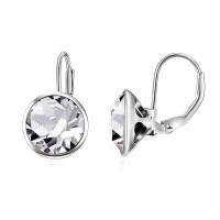 wholesale 925 Sterling Silver Round Clear Austrian Crystal Leverback Earrings for Women - Hypoallergenic Gift Idea-Clear