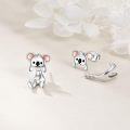 wholesale 925 Sterling Silver Koala Bear Stud Earrings with Pink Accents for Women - Cute Animal  Set-0-2