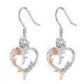 TOUPOP Sterling Silver Rose Heart Butterfly Initial F Letter Drop Dangle Earrings-0-0