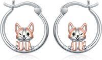 wholesale 925 Sterling Silver Hypoallergenic Corgi Dog Huggie Hoop Earrings for Sensitive Ears-Corgi