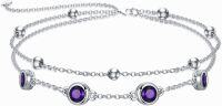 wholesale Sterling Silver Birthstone Anklet Bracelets for Women Gifts-02-Amethyst Bracelet 7\"-9\"