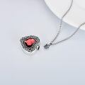 wholesale 925 Sterling Silver Heart Cremation Urn Necklace Oxidized Floral Amethyst Memorial Pendant-0-14