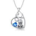 TOUPOP Sterling Silver Stone Stethoscope Caduceus Heart Pendant Necklace-0-0