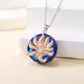 wholesale 925 Sterling Silver Blue Crystal Fox Pendant Necklace-0-1