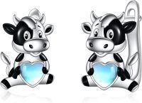 wholesale 925 Sterling Silver Cow Heart Stud Earrings - Cute Fashion Jewelry for Women Gift Ideas-Cow