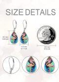 wholesale 925 Sterling Silver Flamingo Teardrop Abalone Shell Drop Earrings  for Women Girls-0-1