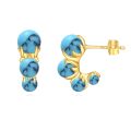 wholesale 925 Sterling Silver Turquoise Double Ball Stud Earrings with Gold Plated Claw Design-0-0