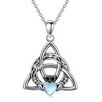 wholesale 925 Sterling Silver Claddagh Heart Pendant Necklace Wholesale With Moonstone-Claddagh