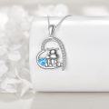 wholesale 925 Sterling Silver Highland Cow Heart Pendant Necklace with Cubic Zirconia Gifts for Women Animal Lovers-0-2