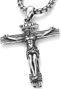 wholesale 925 Sterling Silver Crucifix Jesus Cross Religious Jewelry Men's Necklaces Pendants for Women Girls Gifts 24 Chain Christian Faith Charm Amulets Accessories-B-Crucifix Cross-B-Crucifix Cross