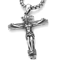 wholesale 925 Sterling Silver Crucifix Jesus Cross Religious Jewelry Men's Necklaces Wholesale Pendants for Women Girls Gifts 24 Chain Christian Faith Charm Amulets Accessories-B-Crucifix Cross-B-Crucifix Cross