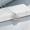 wholesale 925 Sterling Silver Heart-Shaped Giraffe Pendant Necklace with Cubic Zirconia for Women-0-4