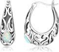 wholesale 925 Sterling Silver Opal Stone Teardrop & Round Hoop Earrings for Women - Vintage Style  Set-0-0