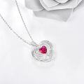 wholesale 925 Sterling Silver Red Crystal Heart Pendant Necklace for Women Romantic Gift-0-1