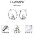 wholesale 925 Sterling Silver Girl Hugging Cat Two Tone Gold Plated Hoop Earrings-0-5