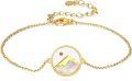 wholesale Gold 925 Sterling Silver Mountain Charm Bracelet with Mother of Pearl and Brown Bead for Women-0-0