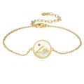 wholesale Gold 925 Sterling Silver Mountain Charm Bracelet with Mother of Pearl and Brown Bead for Women-0-0