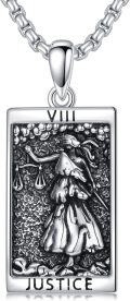 wholesale 925 Sterling Silver Tarot Card Pendant - Lady Justice Scale Charm Necklace for Lawyers Gifts-0-0