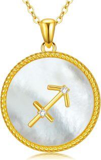 wholesale Gold 925 Sterling Silver Mother of Pearl Labradorite Stone 12 Constellations Zodiac Pendant Necklace-Sagittarius