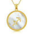 wholesale Gold 925 Sterling Silver Mother of Pearl Labradorite Stone 12 Constellations Zodiac Pendant Necklace-0-0