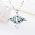 wholesale 925 Sterling Silver Stingray Pendant Necklace with Abalone Shell Inlay - Unique Ocean Life  for Her Him 45cm Chain Length-0-2