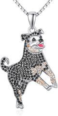 wholesale 925 Sterling Silver Black and White Pave Cubic Zirconia Dog Breed Pendant Necklace for Pet Lovers-0-0