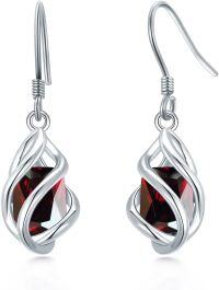 wholesale 925 Sterling Silver May Birthstone Dangle Drop Earrings Mother s Day Valentine s Birthday Anniversary Gifts for Women Girls-01-Jan-Garnet
