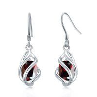 wholesale 925 Sterling Silver Twisted Design Yellow Gemstone Drop Earrings-01-Jan-Garnet