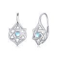 wholesale 925 Sterling Silver Moonstone Six Point Star Drop Earrings White Gold Plated-0-0