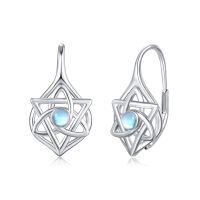 wholesale 925 Sterling Silver Moonstone Six Point Star Drop Earrings White Gold Plated-B-Celtic Knot