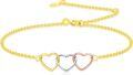 wholesale 14K Yellow White Rose Gold Tri-Color Hearts Circle Link Chain Bracelet Infinite Love s for Her-0-0