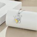 wholesale 925 Sterling Silver Gold & Sterling Silver Sunflower Initial Necklace with CZ Charm for Women - Perfect Gift for Her-0-3