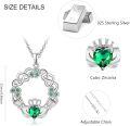 wholesale 925 Sterling Silver Claddagh Necklace for Women Clover Shamrock Celtic Knot Irish Luck Pendant Birthstone Jewelry Scottish Gift Made in Ireland-0-2