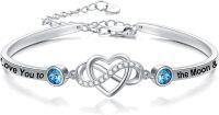 wholesale 925 Sterling Silver Love You to the Moon & Back Adjustable Infinity Heart Bracelet for Women-Bangle for Lover