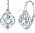 wholesale 925 Sterling Silver Celtic Moonstone & Moss Agate Irish Knot Hypoallergenic Leverback Earrings Gift for Women-0-0