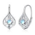 wholesale 925 Sterling Silver Celtic Moonstone & Moss Agate Irish Knot Hypoallergenic Leverback Earrings Gift for Women-0-0