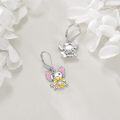 wholesale 925 Sterling Silver Sunflower Angel Leverback Earrings with Pink Wings and Crystal Centerpiece-0-5