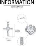 wholesale 925 Sterling Silver Heart-Shaped CZ Cross Pendant Necklace for Women - Faith  for Mom Wife Daughter Sister-0-5