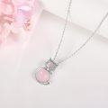 wholesale 925 Sterling Silver Pink Cats Eye Stone Pendant Necklaces with Cubic Zirconia - Wicca Jewelry for Women-0-3