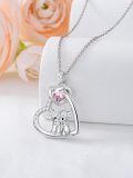 wholesale 925 Sterling Silver Pink Crystal Scottish Highland Cow Heart Necklace for Women Girls Gifts from Scotland-0-2
