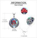 wholesale 925 Sterling Silver Red Mushroom with Blue Opal Stone Round Pendant Necklace for Women-0-4